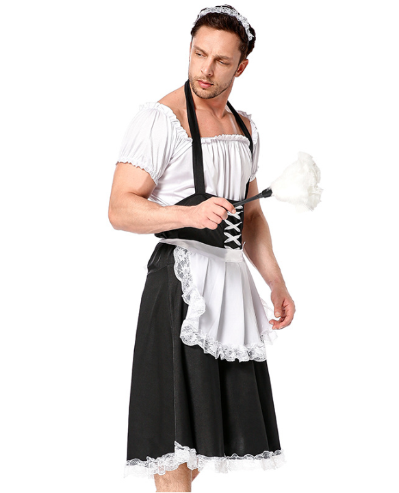 French Maid Costume for Men Sling Sexy Male Uniform Role Play Costume